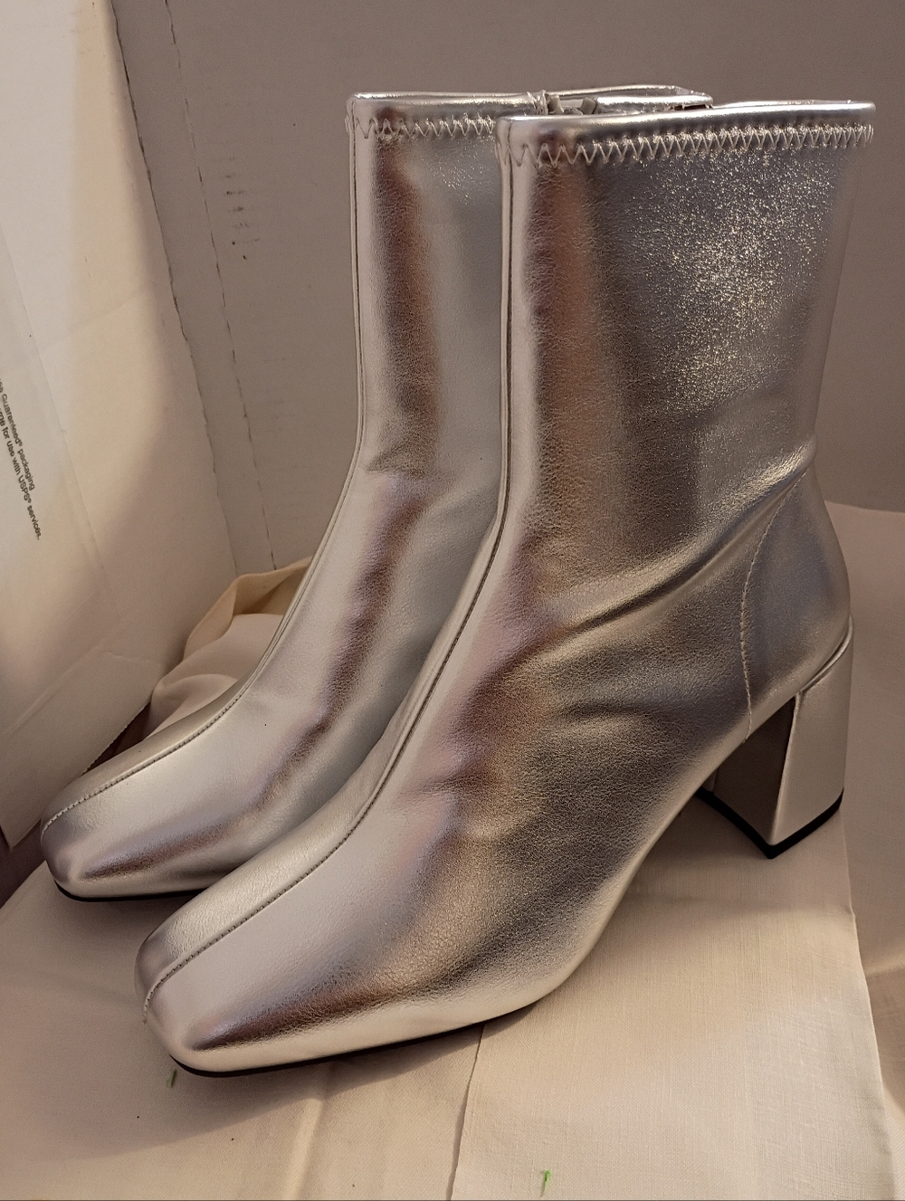 New! A New Day Pippa Silver Boots. Chunky Heel